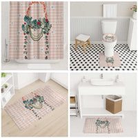 Peach Hawaiian Palaka Bathroom Set Kukui Nut Money Lei - Polynesian Pride