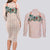 Peach Hawaiian Palaka Couples Matching Long Sleeve Bodycon Dress and Long Sleeve Button Shirt Kukui Nut Money Lei - Polynesian Pride