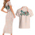 Peach Hawaiian Palaka Couples Matching Short Sleeve Bodycon Dress and Hawaiian Shirt Kukui Nut Money Lei - Polynesian Pride