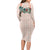 Peach Hawaiian Palaka Family Matching Long Sleeve Bodycon Dress and Hawaiian Shirt Kukui Nut Money Lei - Polynesian Pride