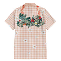 Peach Hawaiian Palaka Family Matching Mermaid Dress and Hawaiian Shirt Kukui Nut Money Lei - Polynesian Pride