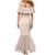Peach Hawaiian Palaka Family Matching Mermaid Dress and Hawaiian Shirt Kukui Nut Money Lei - Polynesian Pride
