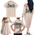 Peach Hawaiian Palaka Family Matching Off The Shoulder Long Sleeve Dress and Hawaiian Shirt Kukui Nut Money Lei - Polynesian Pride