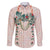 Peach Hawaiian Palaka Family Matching Off The Shoulder Long Sleeve Dress and Hawaiian Shirt Kukui Nut Money Lei - Polynesian Pride