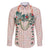 Peach Hawaiian Palaka Family Matching Off Shoulder Maxi Dress and Hawaiian Shirt Kukui Nut Money Lei - Polynesian Pride