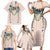 Peach Hawaiian Palaka Family Matching Short Sleeve Bodycon Dress and Hawaiian Shirt Kukui Nut Money Lei - Polynesian Pride