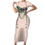 Peach Hawaiian Palaka Family Matching Short Sleeve Bodycon Dress and Hawaiian Shirt Kukui Nut Money Lei - Polynesian Pride
