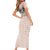 Peach Hawaiian Palaka Family Matching Short Sleeve Bodycon Dress and Hawaiian Shirt Kukui Nut Money Lei - Polynesian Pride