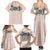 Peach Hawaiian Palaka Family Matching Summer Maxi Dress and Hawaiian Shirt Kukui Nut Money Lei - Polynesian Pride