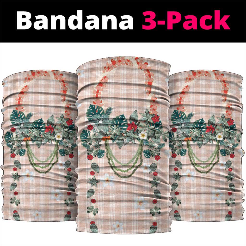 Peach Hawaiian Palaka Neck Gaiter Kukui Nut Money Lei - Polynesian Pride