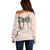 Peach Hawaiian Palaka Off Shoulder Sweater Kukui Nut Money Lei - Polynesian Pride