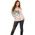Peach Hawaiian Palaka Off Shoulder Sweater Kukui Nut Money Lei - Polynesian Pride