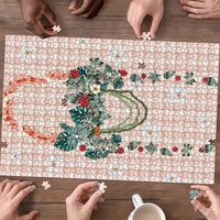 Peach Hawaiian Palaka Puzzle Kukui Nut Money Lei - Polynesian Pride