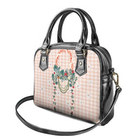 Peach Hawaiian Palaka Shoulder Handbag Kukui Nut Money Lei LT9 - Polynesian Pride