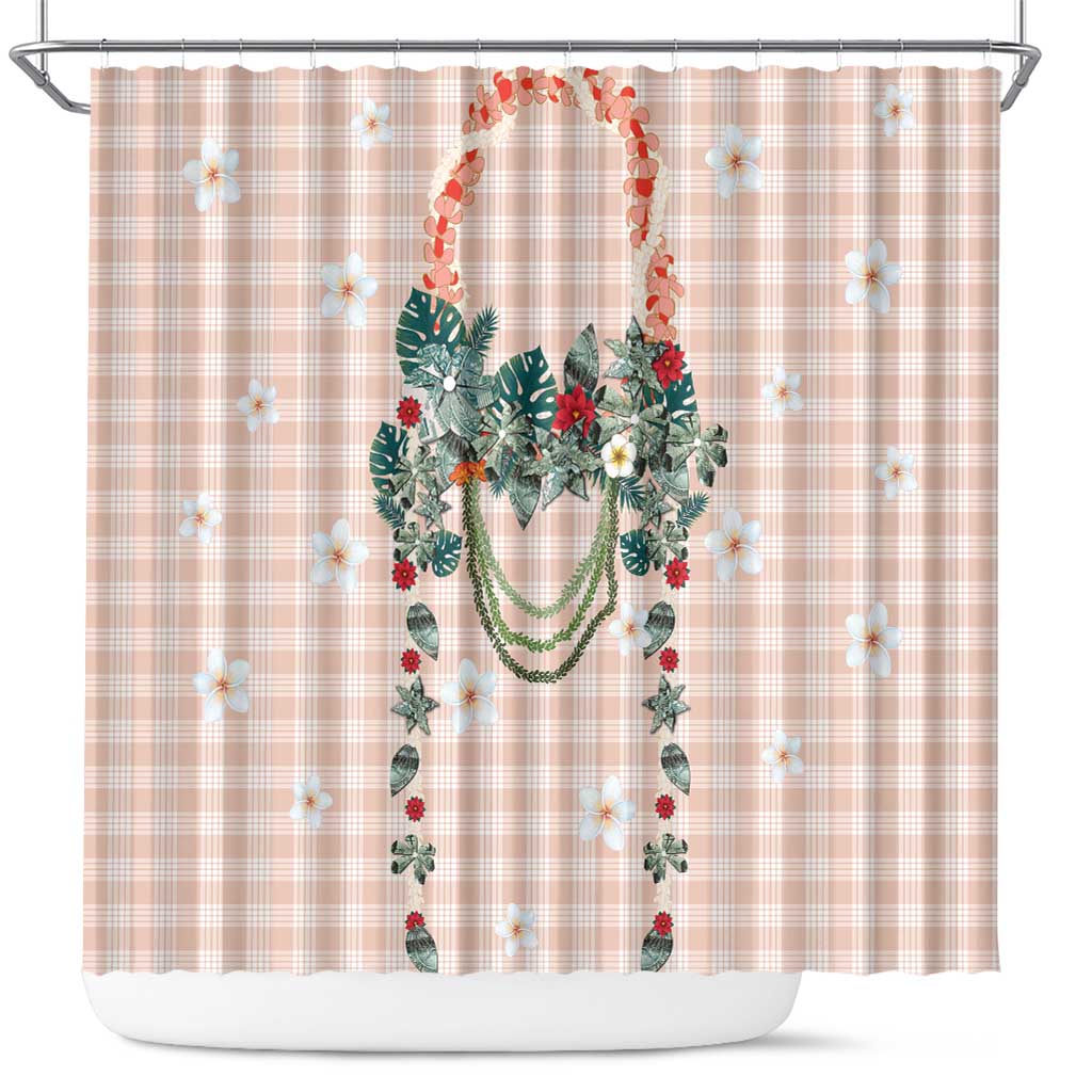 Peach Hawaiian Palaka Shower Curtain Kukui Nut Money Lei LT9 Peach - Polynesian Pride