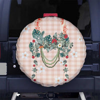 Peach Hawaiian Palaka Spare Tire Cover Kukui Nut Money Lei - Polynesian Pride