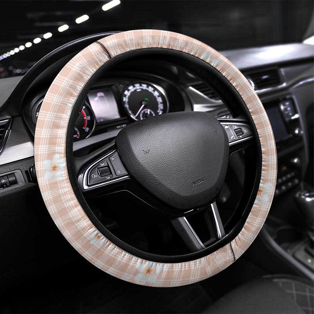Peach Hawaiian Palaka Steering Wheel Cover Kukui Nut Money Lei - Polynesian Pride