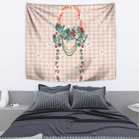 Peach Hawaiian Palaka Tapestry Kukui Nut Money Lei LT9 - Polynesian Pride