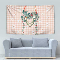 Peach Hawaiian Palaka Tapestry Kukui Nut Money Lei LT9 - Polynesian Pride