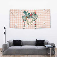 Peach Hawaiian Palaka Tapestry Kukui Nut Money Lei LT9 - Polynesian Pride