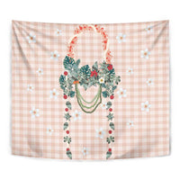 Peach Hawaiian Palaka Tapestry Kukui Nut Money Lei LT9 - Polynesian Pride