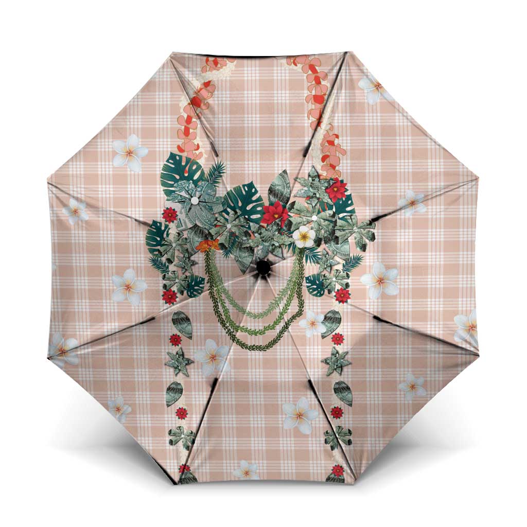 Peach Hawaiian Palaka Umbrella Kukui Nut Money Lei - Polynesian Pride