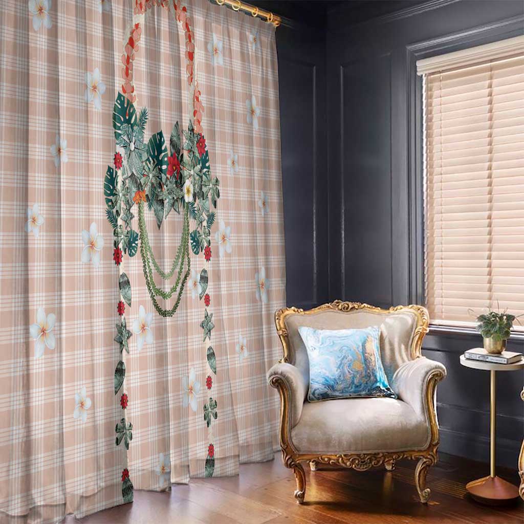 Peach Hawaiian Palaka Window Curtain Kukui Nut Money Lei LT9 - Polynesian Pride