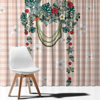 Peach Hawaiian Palaka Window Curtain Kukui Nut Money Lei LT9 - Polynesian Pride