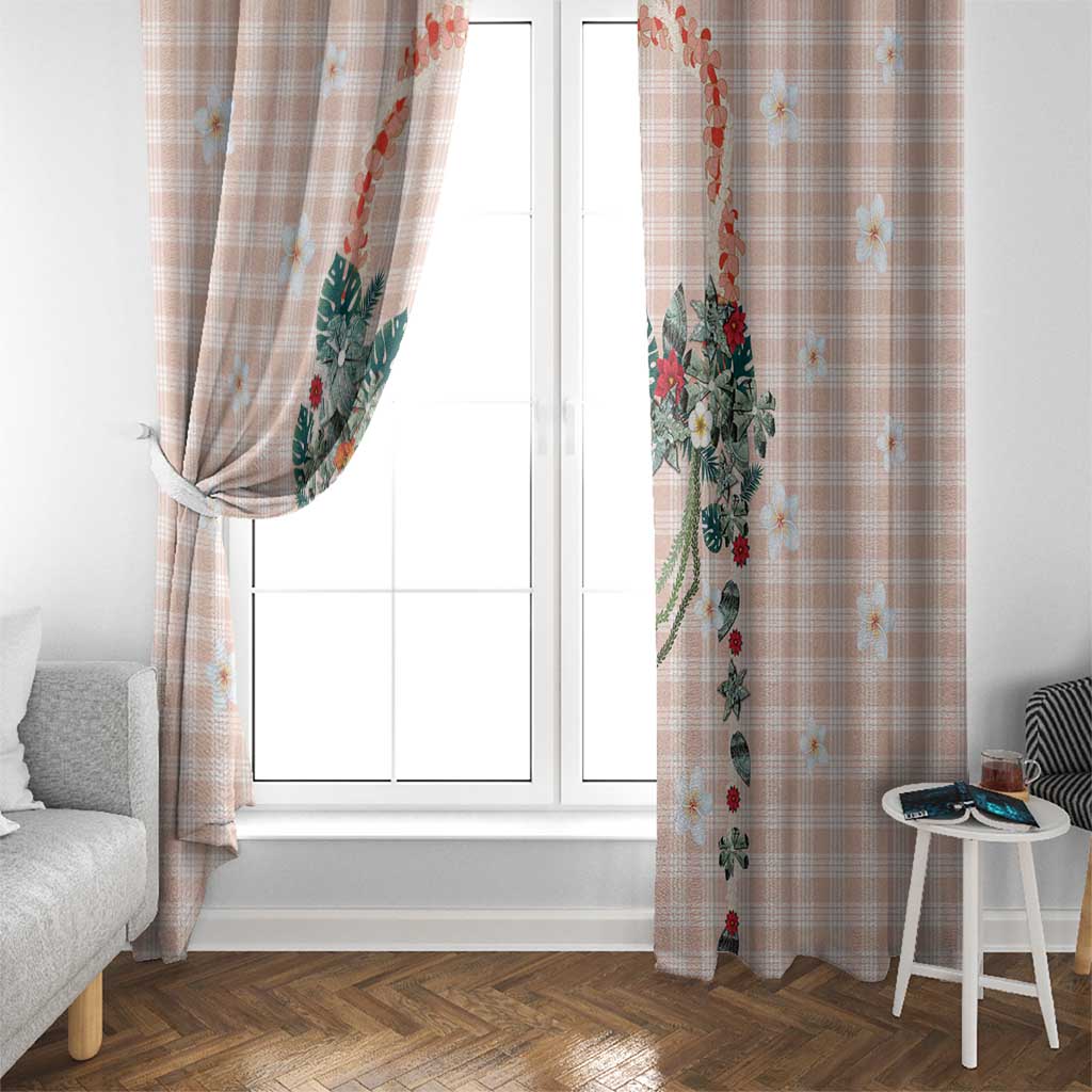 Peach Hawaiian Palaka Window Curtain Kukui Nut Money Lei LT9 - Polynesian Pride