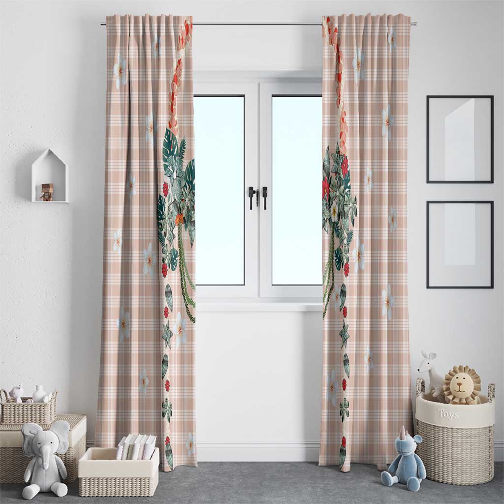 Peach Hawaiian Palaka Window Curtain Kukui Nut Money Lei LT9 - Polynesian Pride