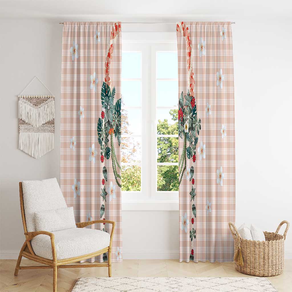 Peach Hawaiian Palaka Window Curtain Kukui Nut Money Lei LT9 - Polynesian Pride