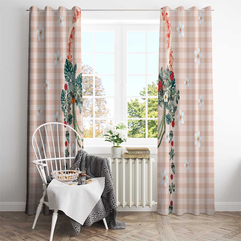 Peach Hawaiian Palaka Window Curtain Kukui Nut Money Lei LT9 - Polynesian Pride