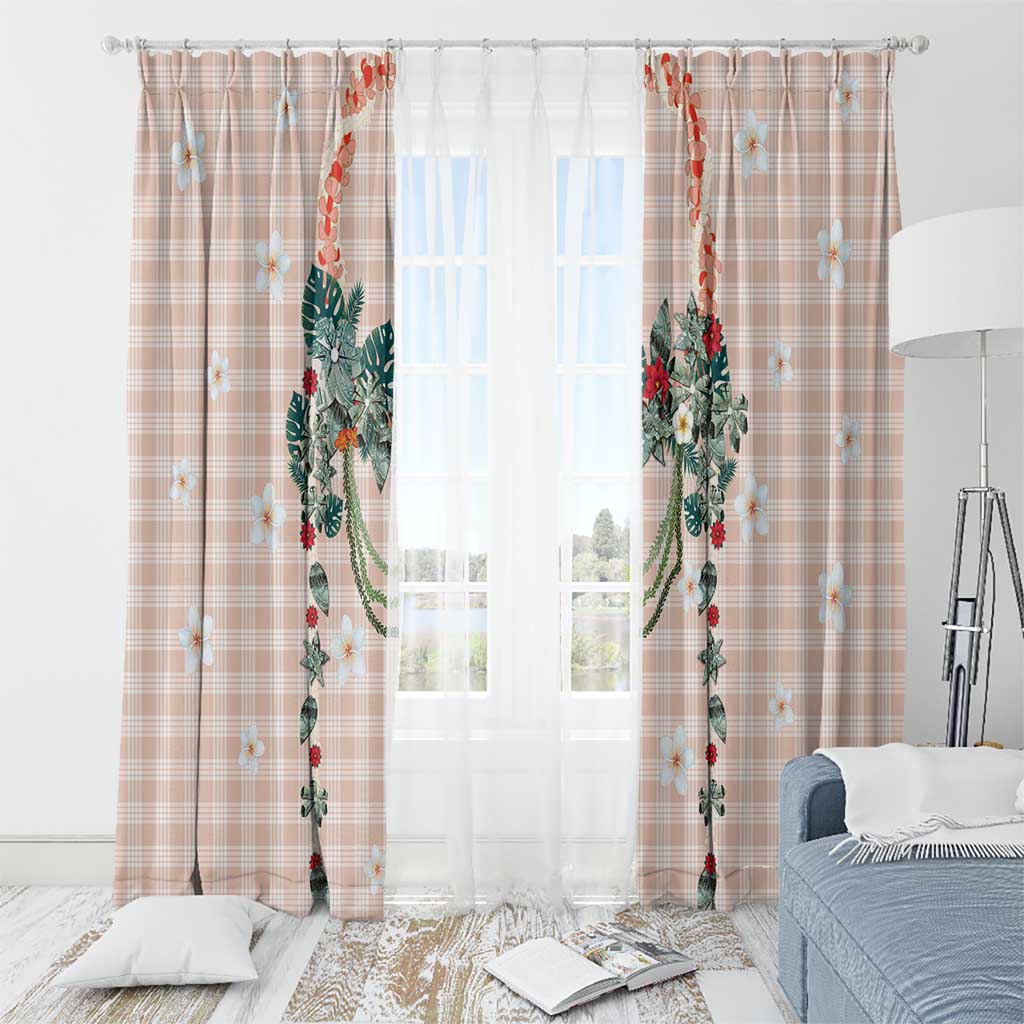 Peach Hawaiian Palaka Window Curtain Kukui Nut Money Lei LT9 - Polynesian Pride