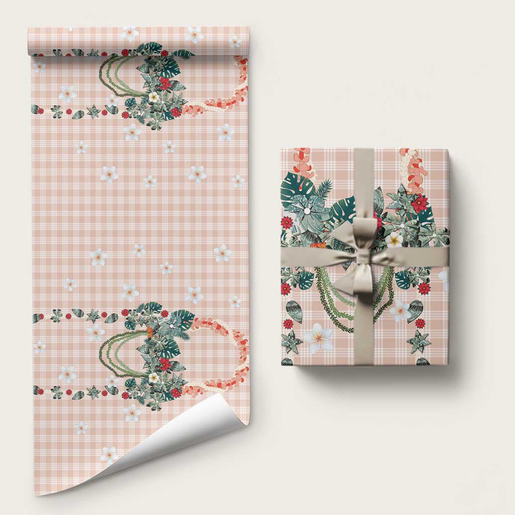 Peach Hawaiian Palaka Wrapping Paper Kukui Nut Money Lei - Polynesian Pride