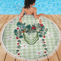 Sage Green Hawaiian Palaka Beach Blanket Kukui Nut Money Lei - Polynesian Pride