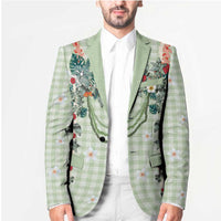 Sage Green Hawaiian Palaka Blazer Kukui Nut Money Lei - Polynesian Pride