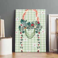 Sage Green Hawaiian Palaka Canvas Wall Art Kukui Nut Money Lei - Polynesian Pride