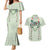 Sage Green Hawaiian Palaka Couples Matching Mermaid Dress and Hawaiian Shirt Kukui Nut Money Lei - Polynesian Pride