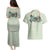 Sage Green Hawaiian Palaka Couples Matching Puletasi and Hawaiian Shirt Kukui Nut Money Lei - Polynesian Pride