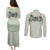 Sage Green Hawaiian Palaka Couples Matching Puletasi and Long Sleeve Button Shirt Kukui Nut Money Lei - Polynesian Pride