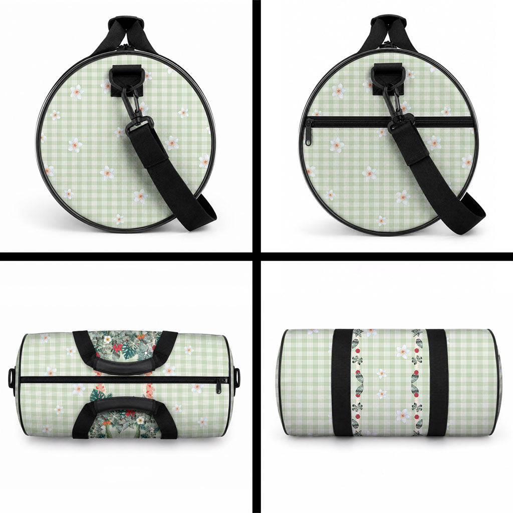 Sage Green Hawaiian Palaka Duffle Bag Kukui Nut Money Lei LT9 - Polynesian Pride