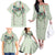 Sage Green Hawaiian Palaka Family Matching Off The Shoulder Long Sleeve Dress and Hawaiian Shirt Kukui Nut Money Lei - Polynesian Pride