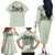Sage Green Hawaiian Palaka Family Matching Off The Shoulder Long Sleeve Dress and Hawaiian Shirt Kukui Nut Money Lei - Polynesian Pride