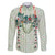 Sage Green Hawaiian Palaka Family Matching Off The Shoulder Long Sleeve Dress and Hawaiian Shirt Kukui Nut Money Lei - Polynesian Pride