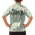 Sage Green Hawaiian Palaka Family Matching Off Shoulder Short Dress and Hawaiian Shirt Kukui Nut Money Lei - Polynesian Pride
