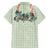 Sage Green Hawaiian Palaka Family Matching Off Shoulder Short Dress and Hawaiian Shirt Kukui Nut Money Lei - Polynesian Pride