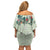 Sage Green Hawaiian Palaka Family Matching Off Shoulder Short Dress and Hawaiian Shirt Kukui Nut Money Lei - Polynesian Pride