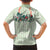 Sage Green Hawaiian Palaka Family Matching Short Sleeve Bodycon Dress and Hawaiian Shirt Kukui Nut Money Lei - Polynesian Pride