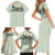 Sage Green Hawaiian Palaka Family Matching Short Sleeve Bodycon Dress and Hawaiian Shirt Kukui Nut Money Lei - Polynesian Pride