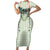 Sage Green Hawaiian Palaka Family Matching Short Sleeve Bodycon Dress and Hawaiian Shirt Kukui Nut Money Lei - Polynesian Pride
